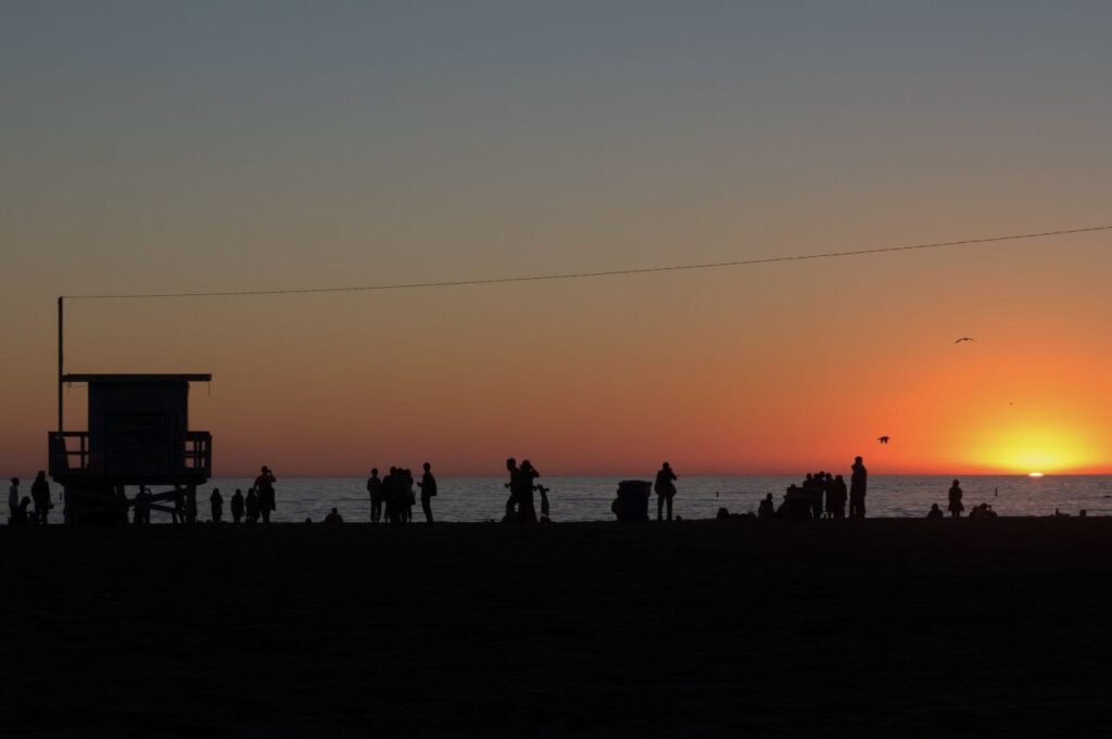 Silhouette Beach Sunset Stock Free