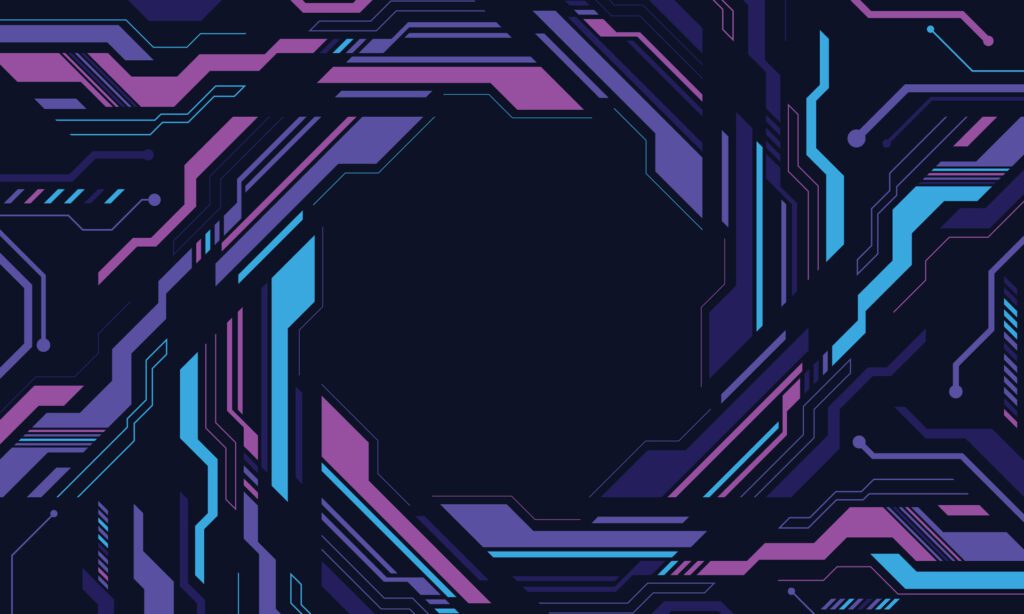 Cyberpunk digital technology abstract empty background Free Vector