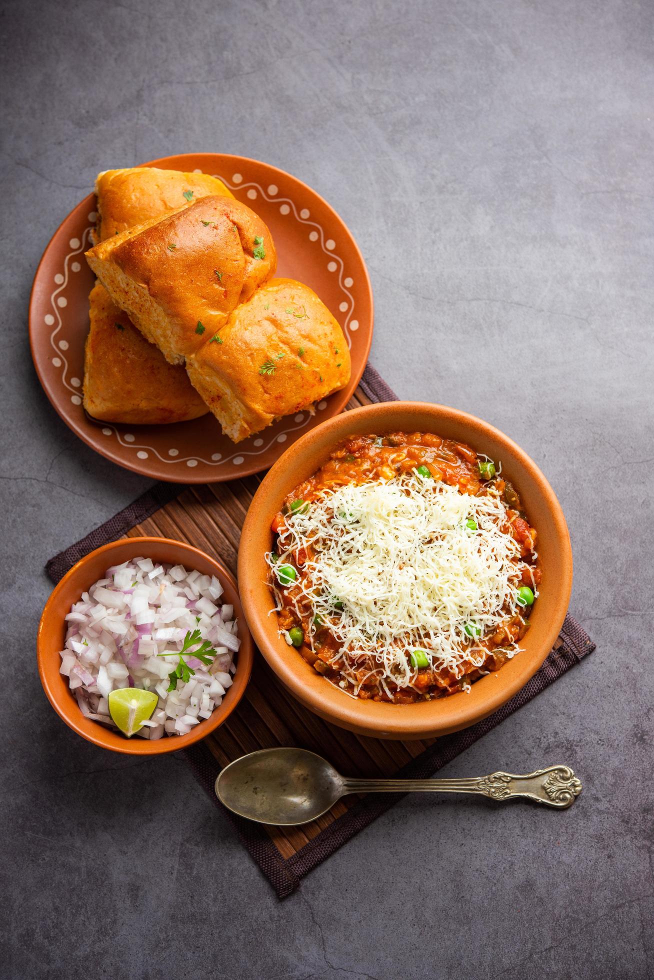 cheese Pav Bhaji Recipe is a street food Bhaji-pav recipe with addition of cheese Stock Free