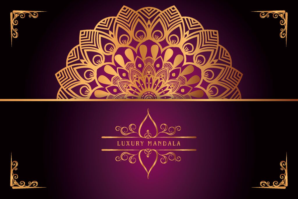 golden mandala design with gradients background Free Vector