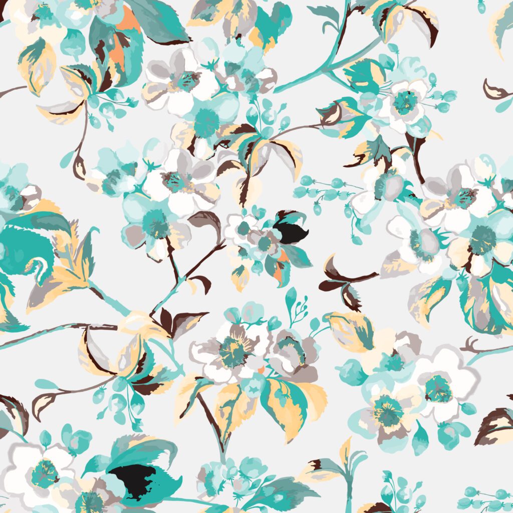 floral pattern design white and green roses combination Free Vector