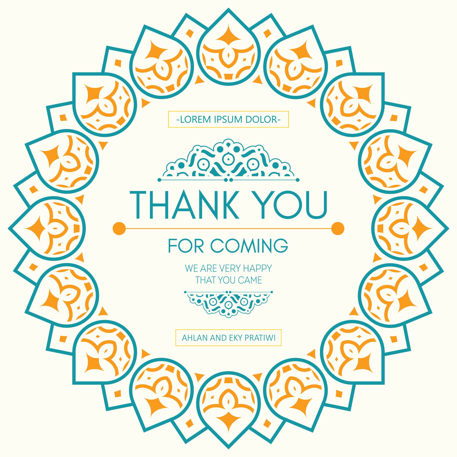 colorful patterned wedding thank you cards Free Vector