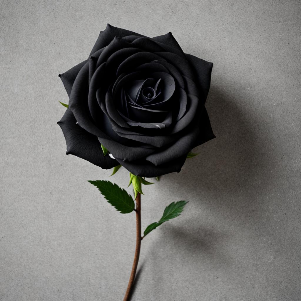 Black rose with stem by @ai_generated