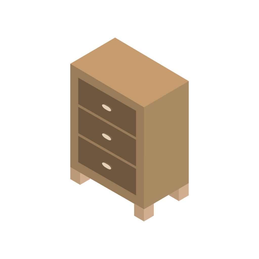 Bedside table isometric on a background Free Vector