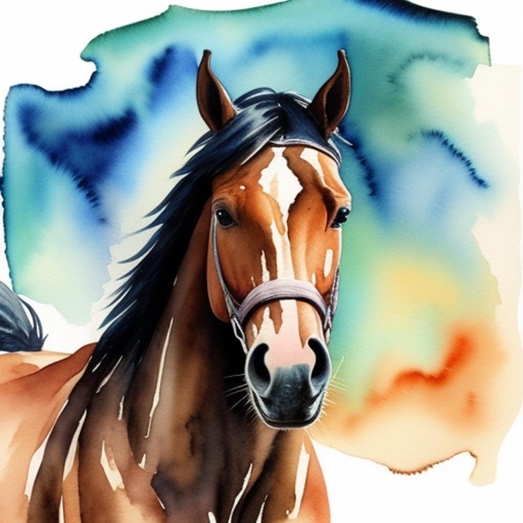 Background, Horse, watercolor stained by @ai_generated