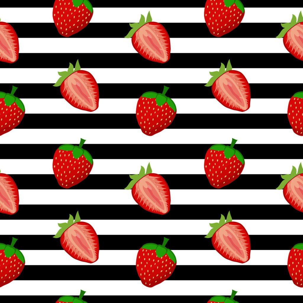 Cute strawberry cartoon seamless pattern vector Background design for kids, decorating, wallpaper, wrapping paper, fabric, backdrop Free Vector and Free SVG