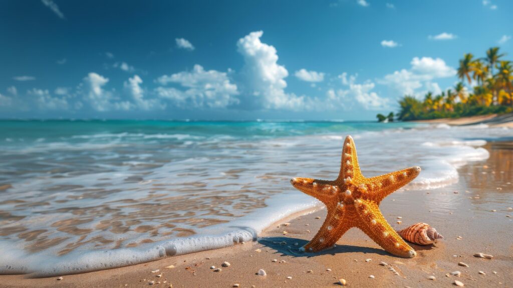 Starfish on Beach With Ocean Background Stock Free