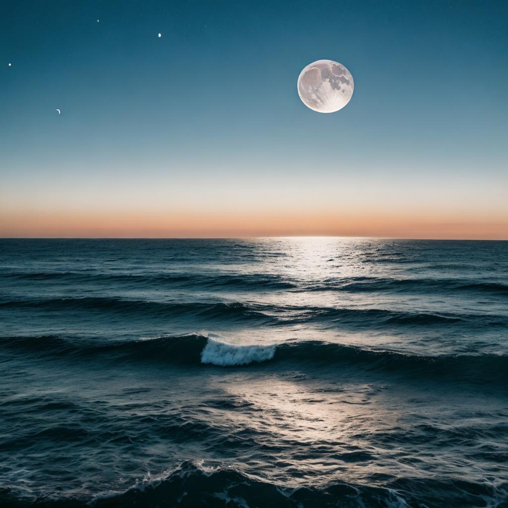 Moon phases above ocean by @ai_generated