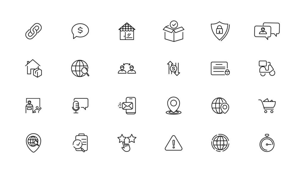 Digital business linear icons collection.Set of thin line web icon set, simple outline icons collection, Pixel Perfect icons, Stock Free