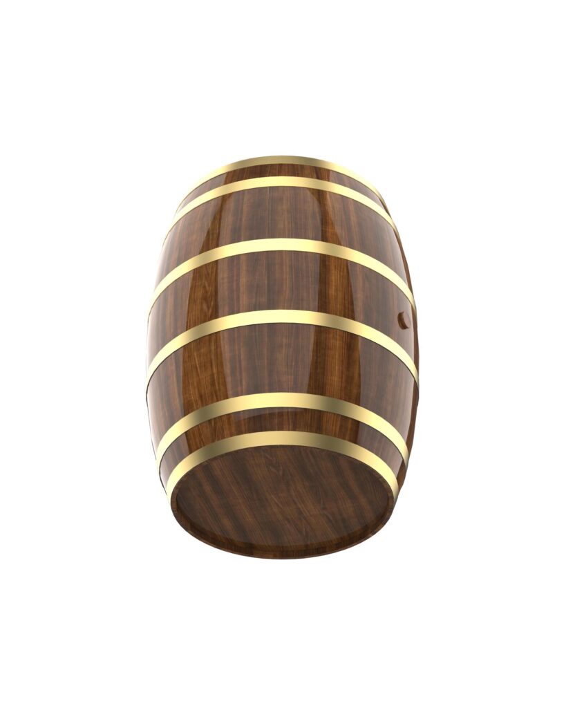 Whiskey barrel close-up scene isolated on background. 3d rendering – illustration Stock Free