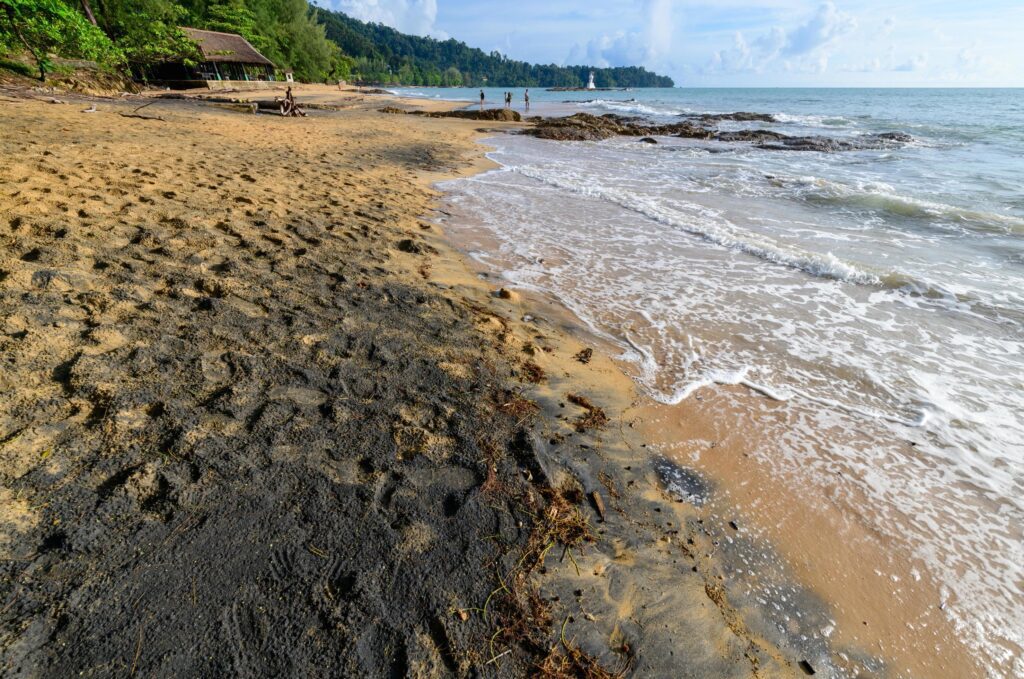 Nangthong natural black beach in thailand, Stock Free