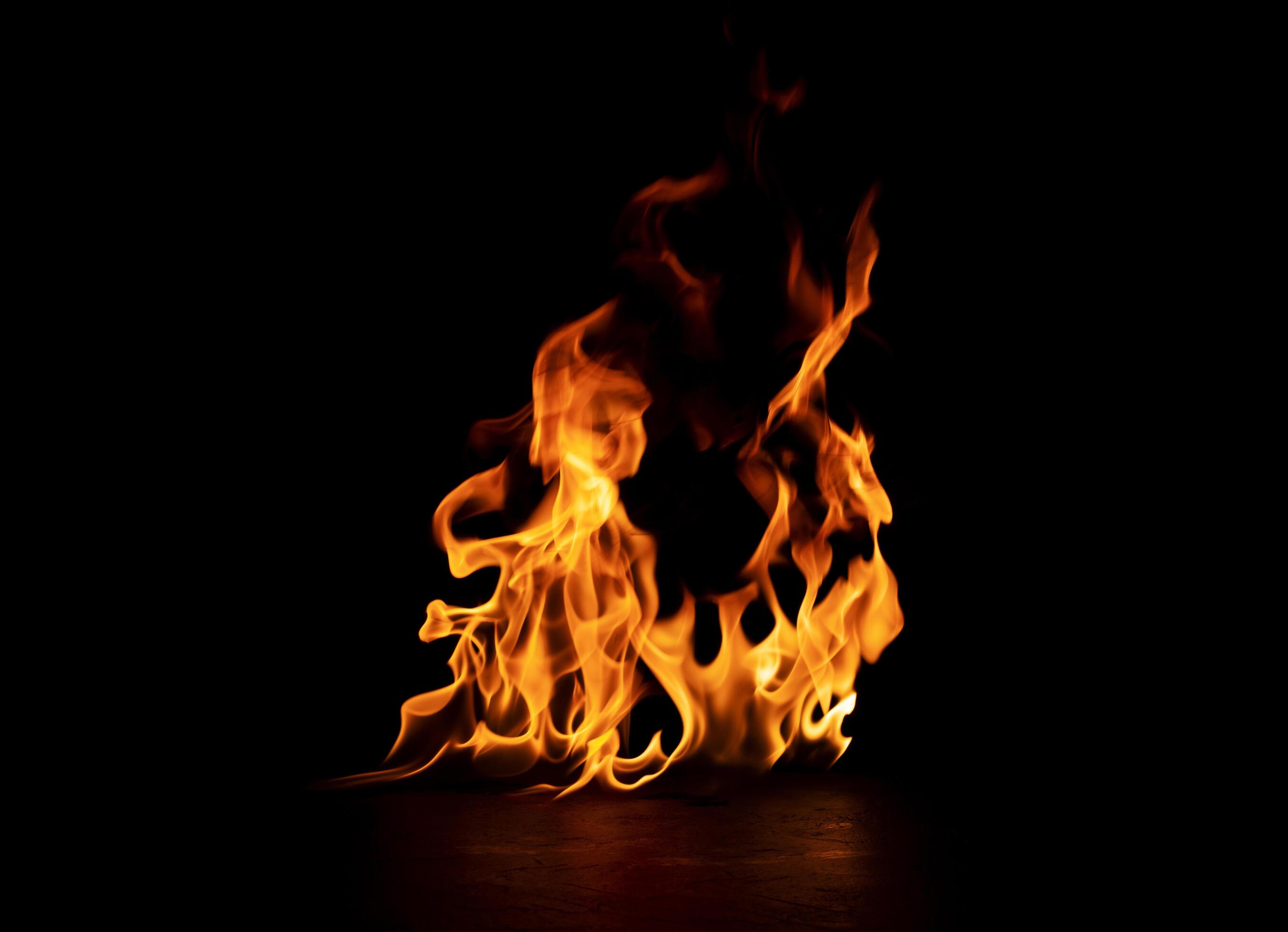 fire burning flame Isolated on a black background Stock Free