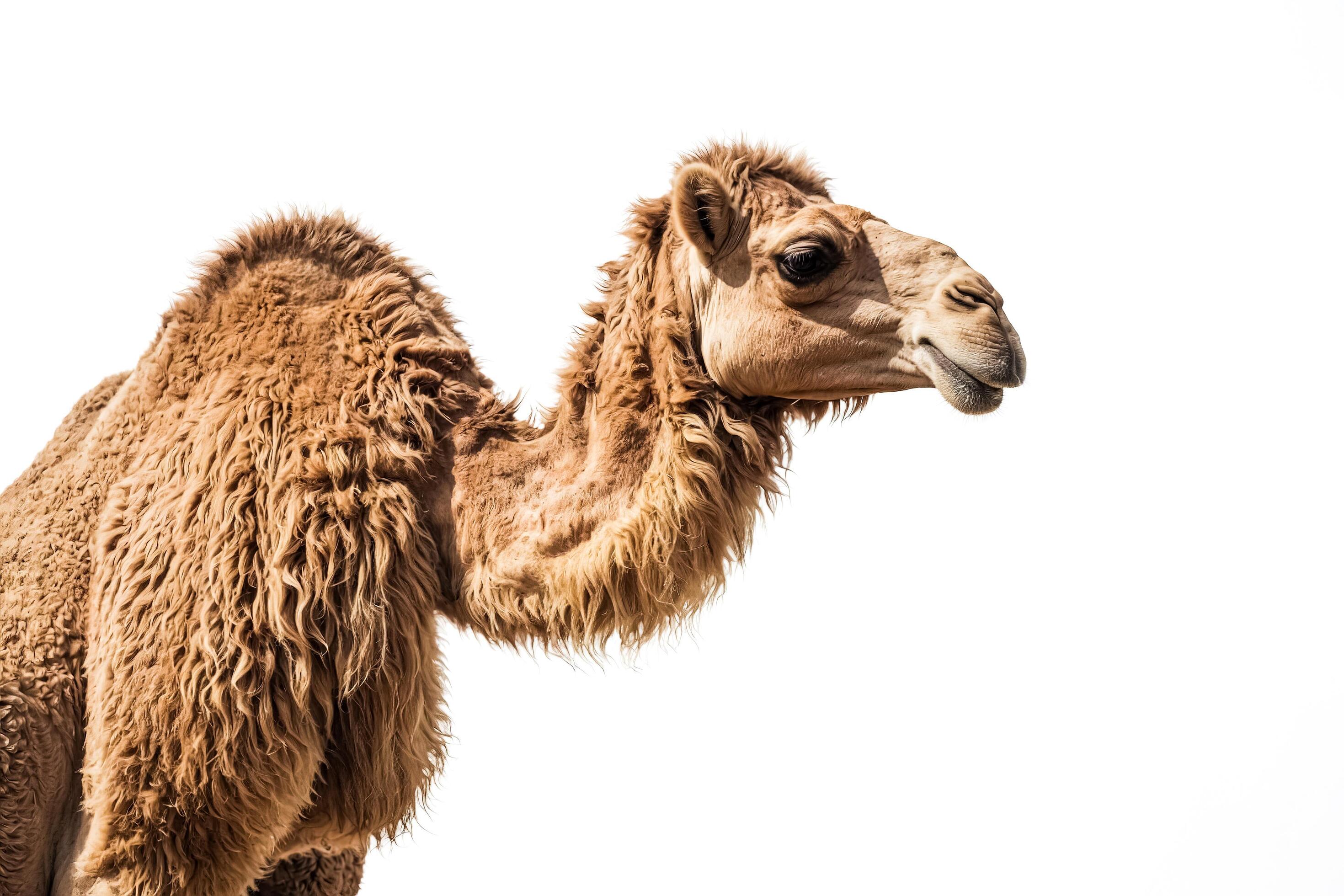 Camel with a Soft, Fuzzy Coat on White Background Stock Free