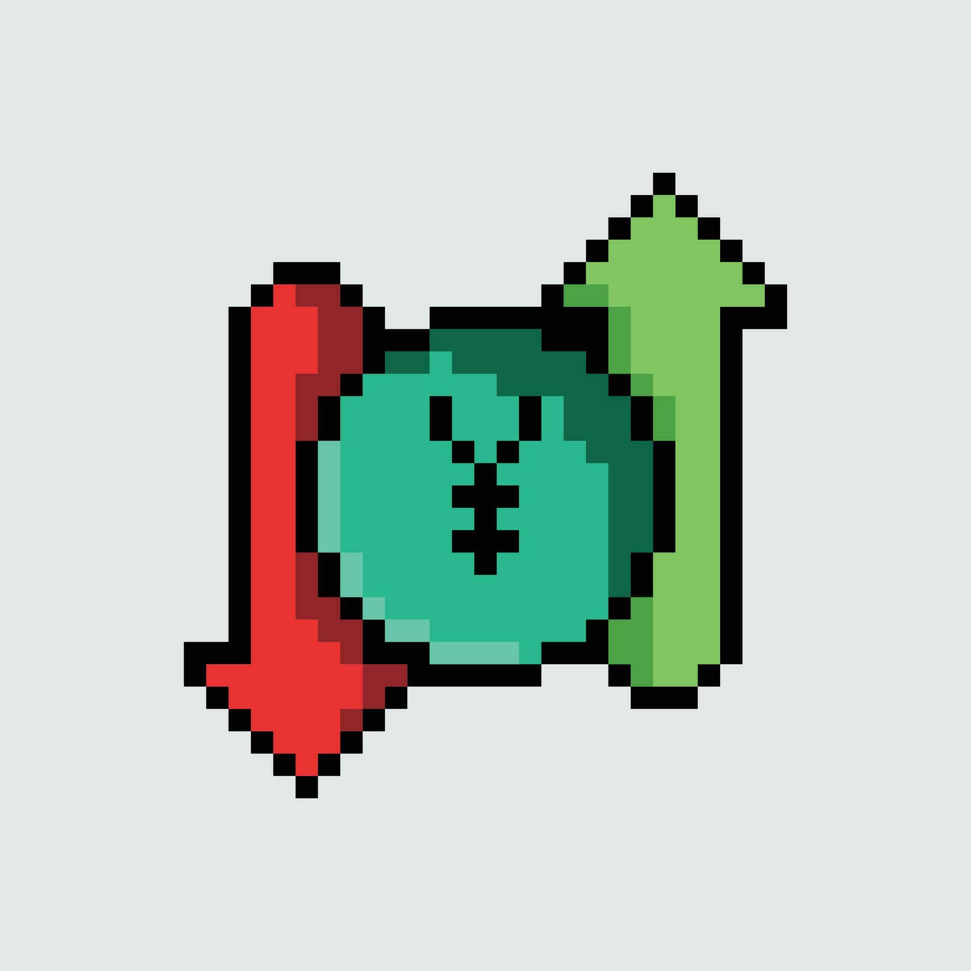 pixel art of a dollar sign and arrows Stock Free