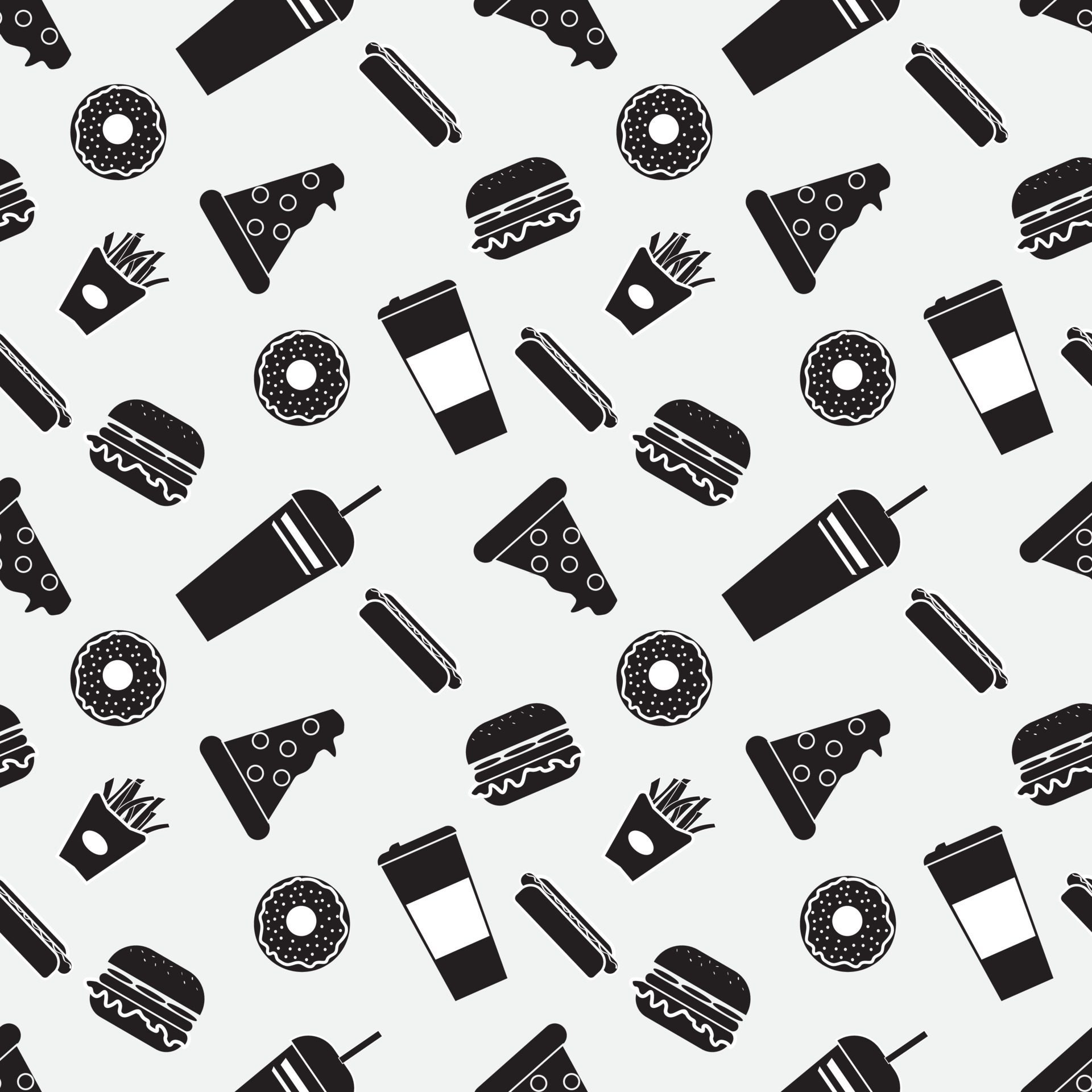 vector seamless pattern fast food Free Vector