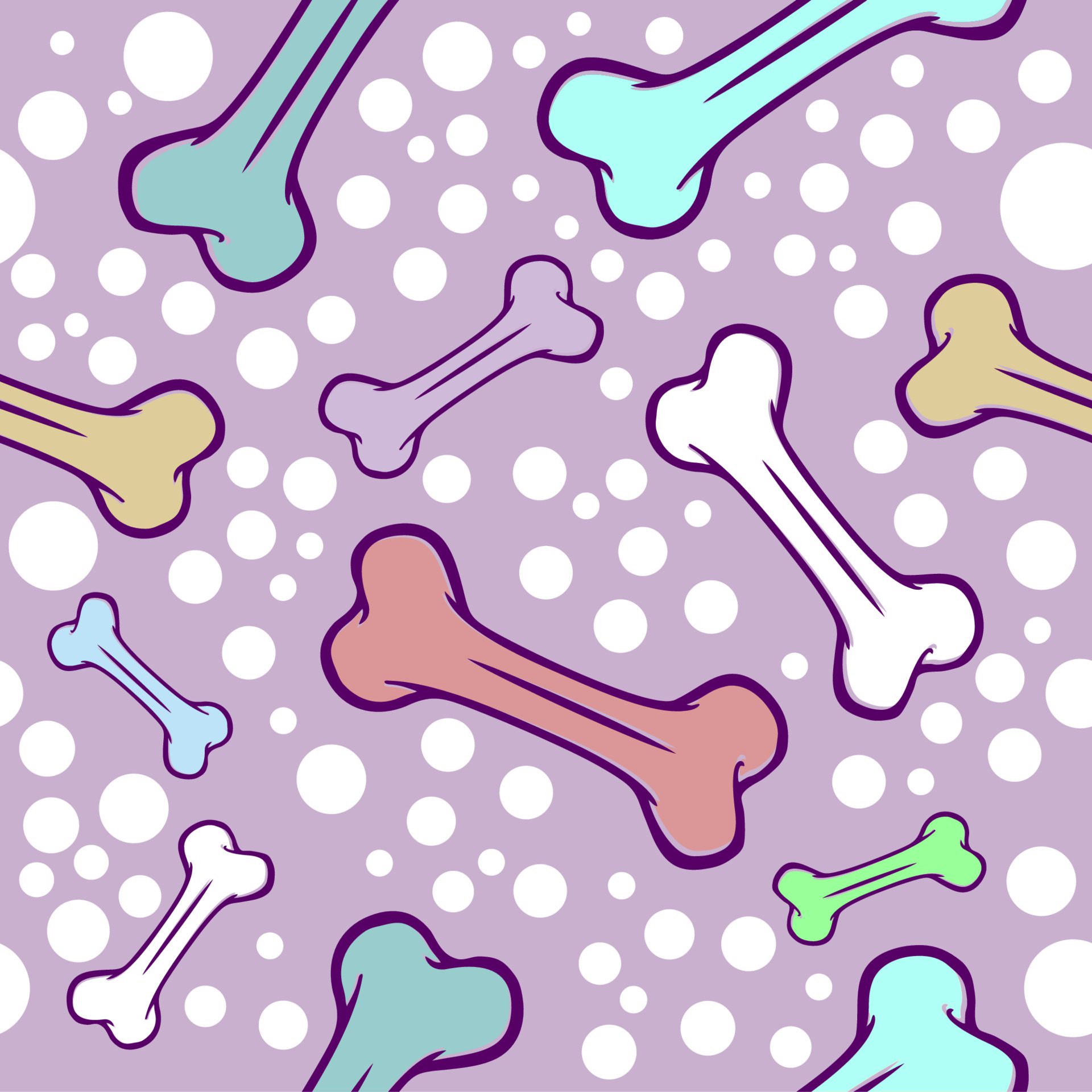 Bone seamless pattern with pastel color style Free Vector