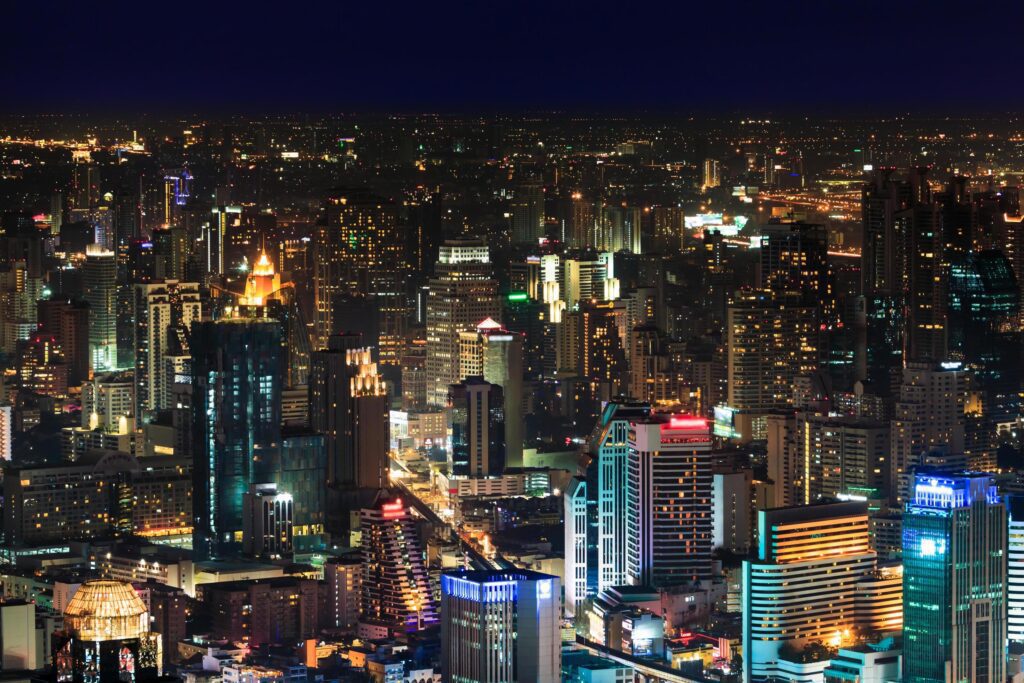 
									Downtown and business district in bangkok at night Stock Free