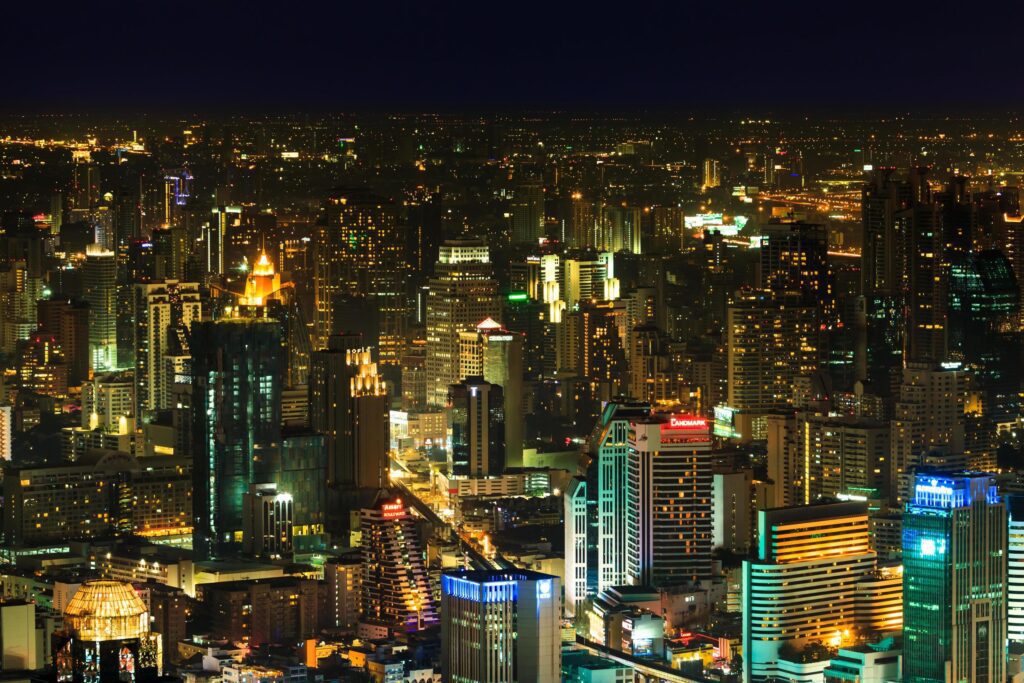 Downtown and business district in bangkok at night Stock Free