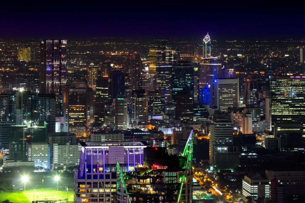 Downtown and business district in bangkok at night Stock Free