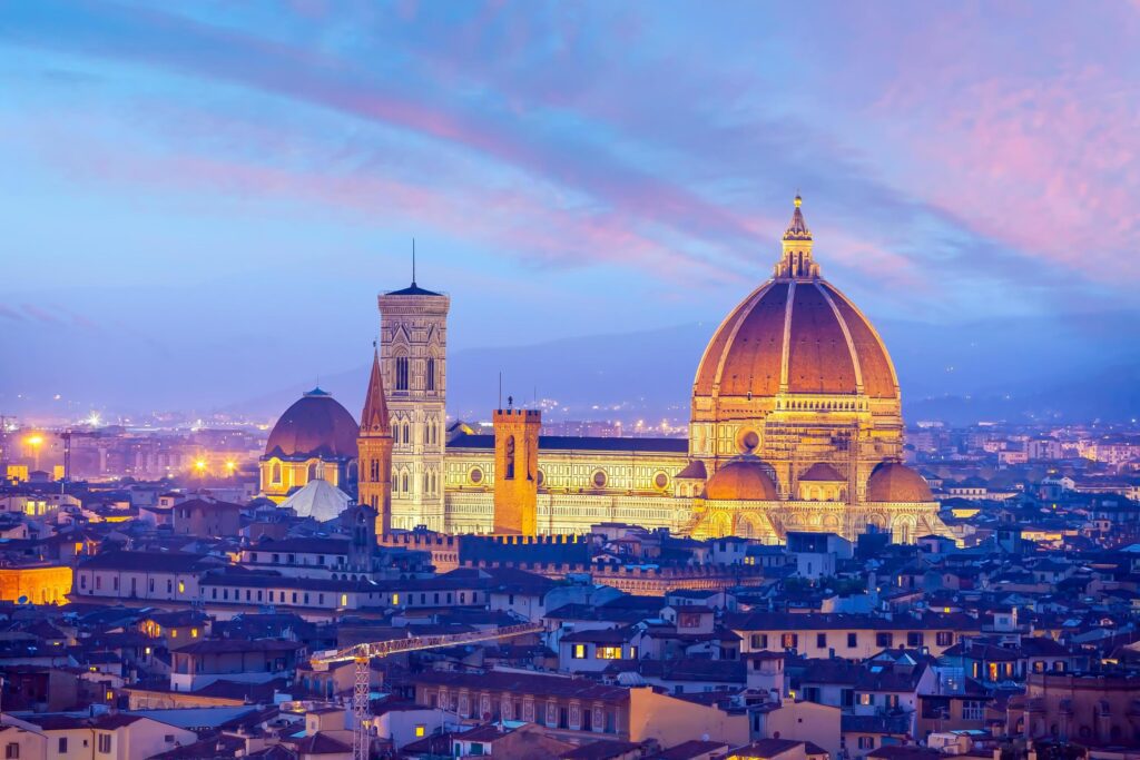 Duomo and Florence city downtown skyline cityscape of Italy Stock Free