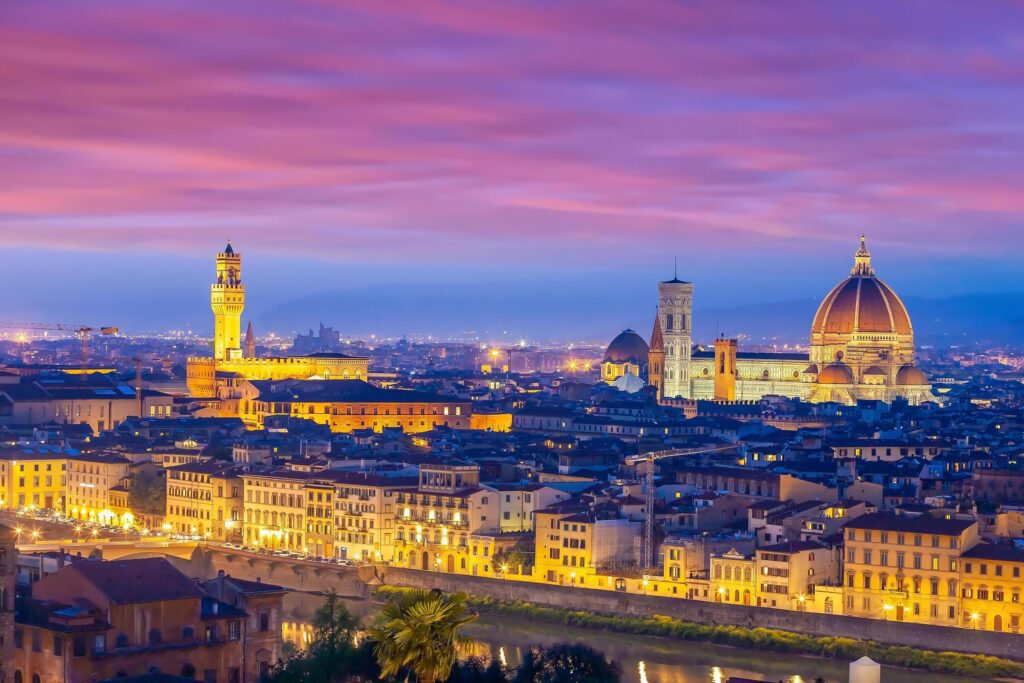 Duomo and Florence city downtown skyline cityscape of Italy Stock Free