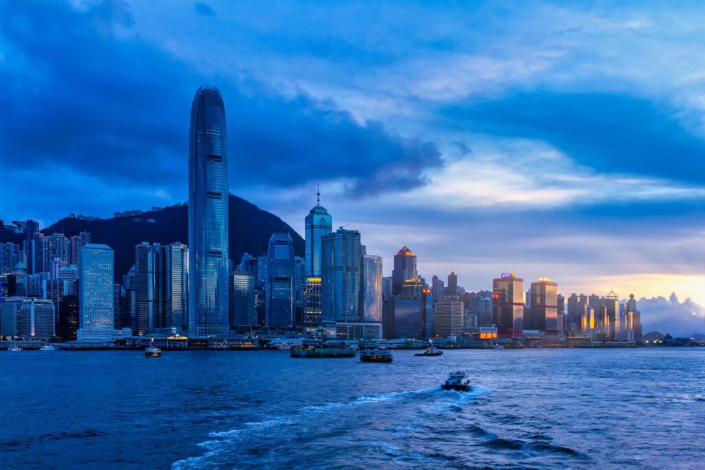 Dusk seascape in Hong Kong, China Stock Free