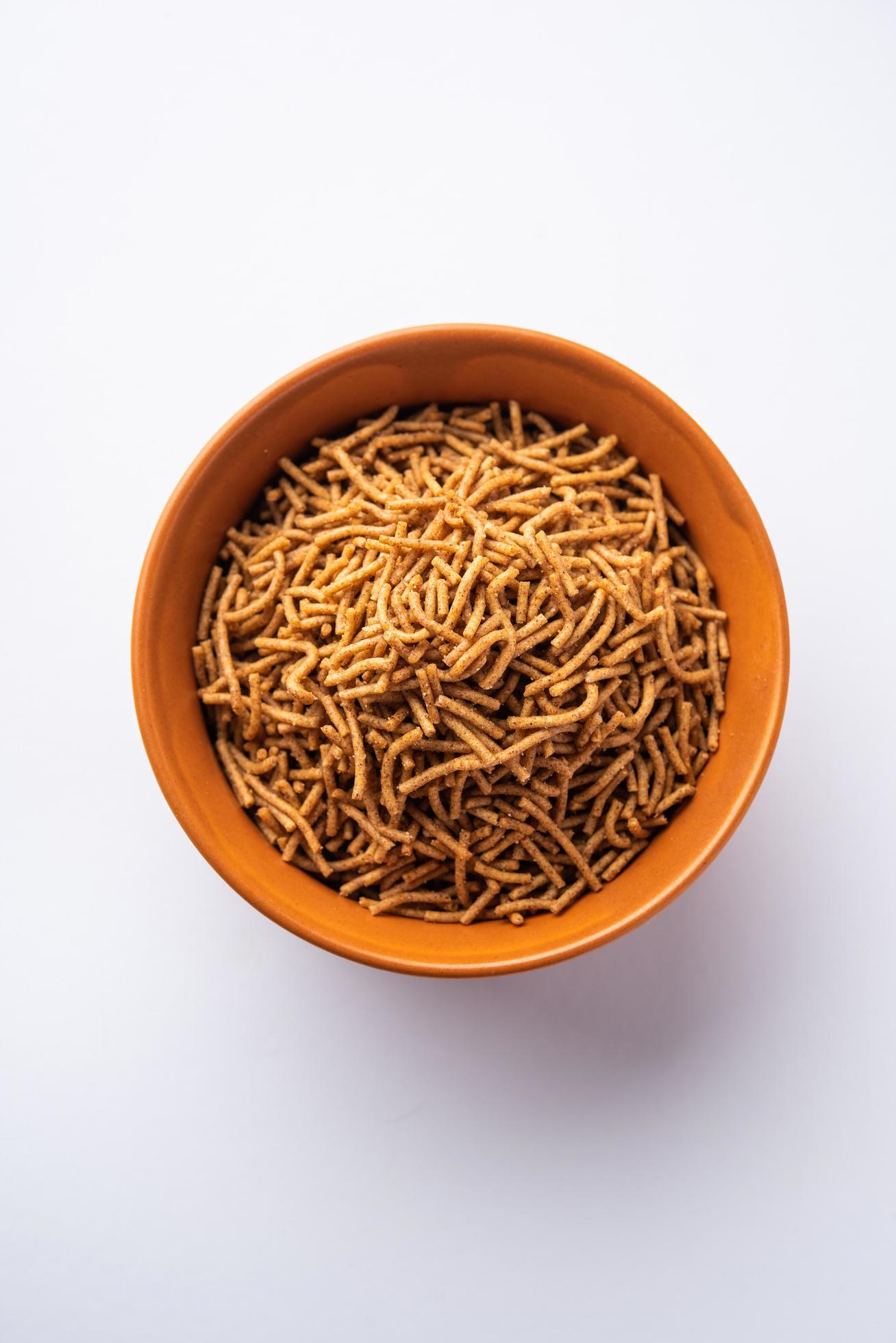 Nachni or Ragi Sev is a delicious crispy noodle made from finger millets, healthy Indian food Stock Free