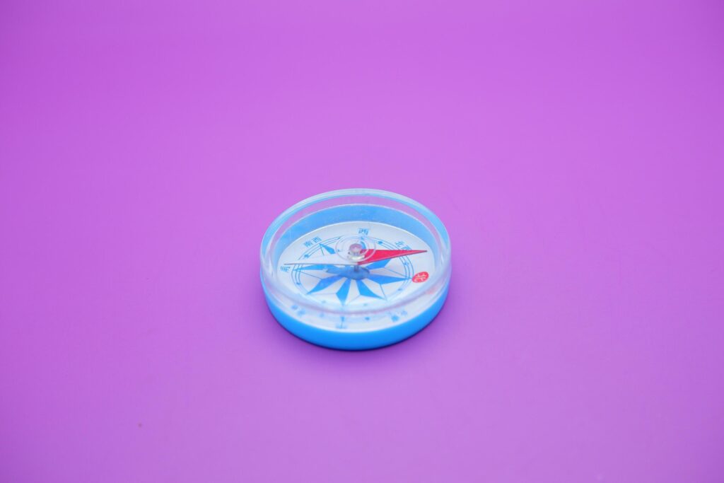 round compass isolated on purple background. Stock Free