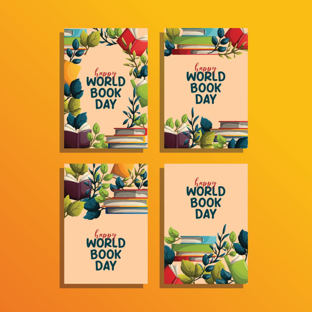 set world book day background card Free Vector