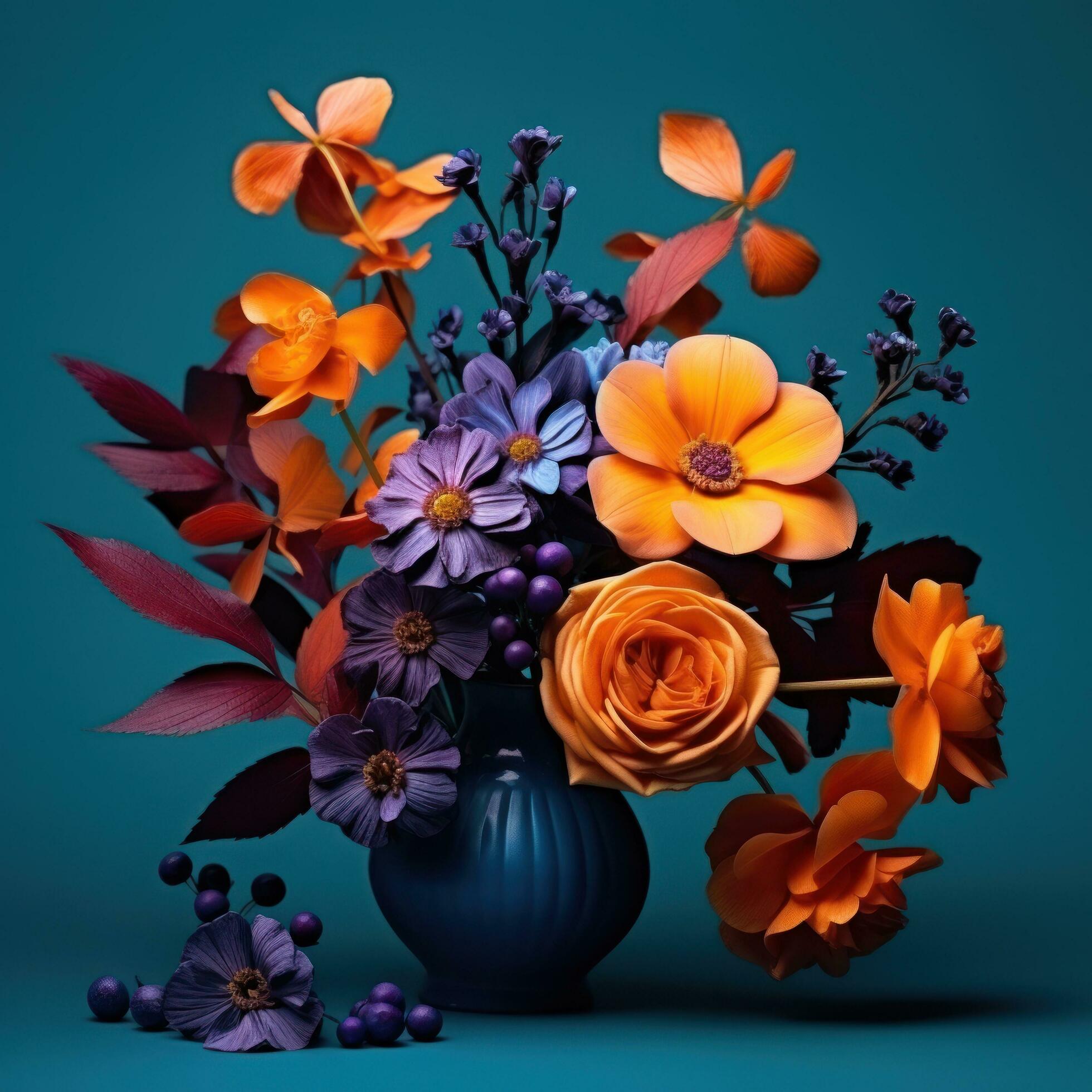 Orange and violet flowers Stock Free