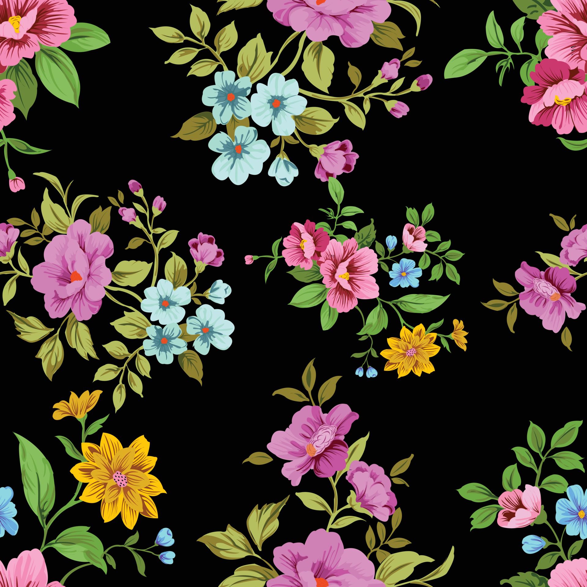 Seamless Floral Pattern cute vintage Free Vector