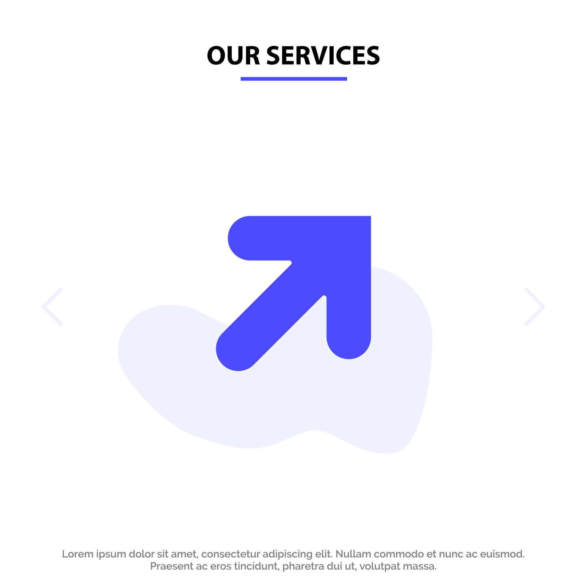 Our Services Arrow Up Right Solid Glyph Icon Web card Template Stock Free