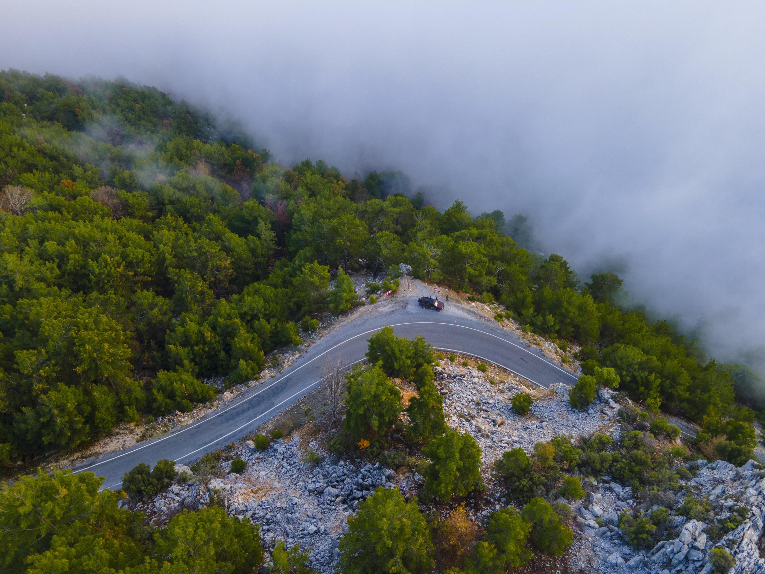 amazing view of cloud and road from aerial in nature Stock Free