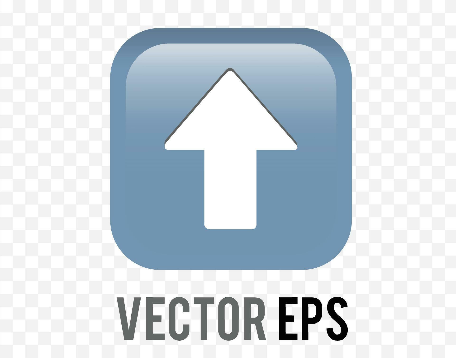 Isolated vector gradient blue arrow pointing up round corner square icon button Stock Free