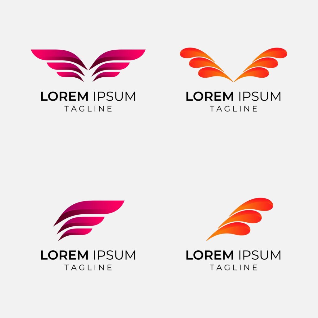 Wing style business logo set Stock Free