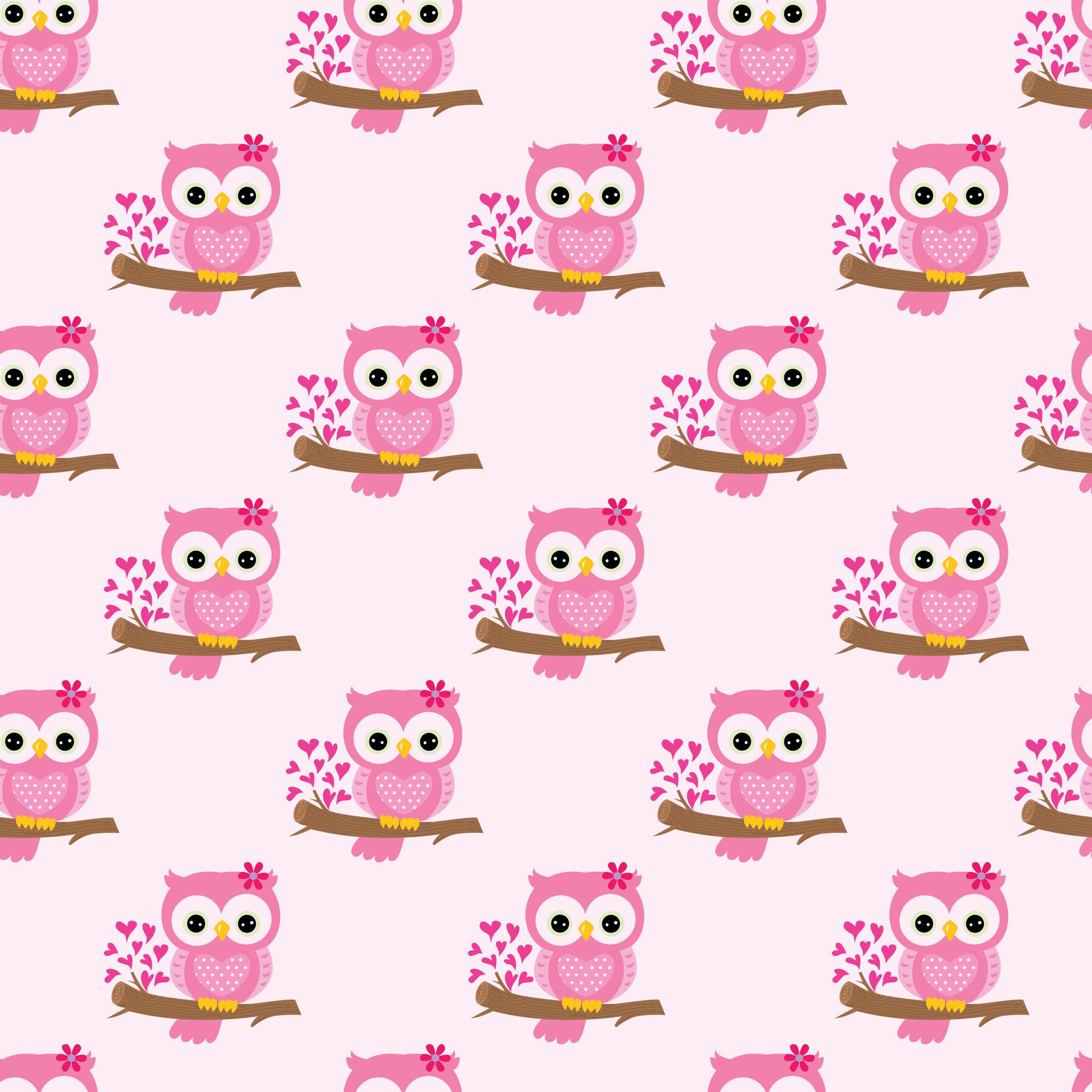 Cute Owls In Love Seamless Pattern Design Free Vector