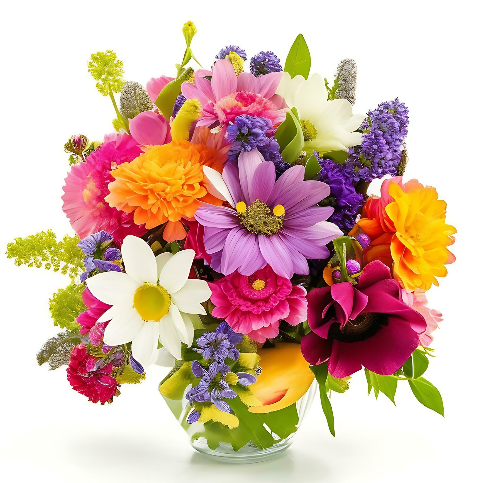 Natural Colorful bouquet of flowers is on a white backgroun.ai generatedd Stock Free