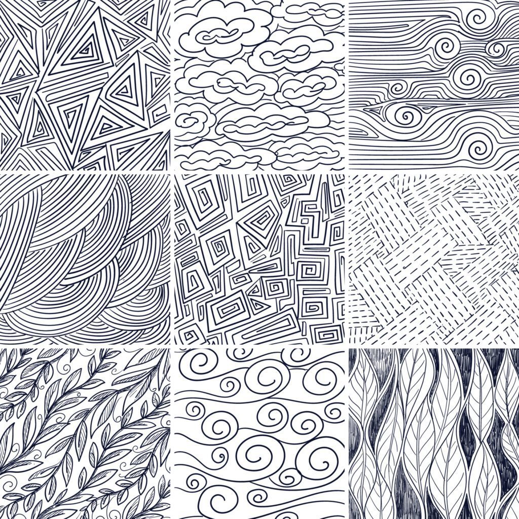 Abstract hand draw doodle pattern set design Free Vector