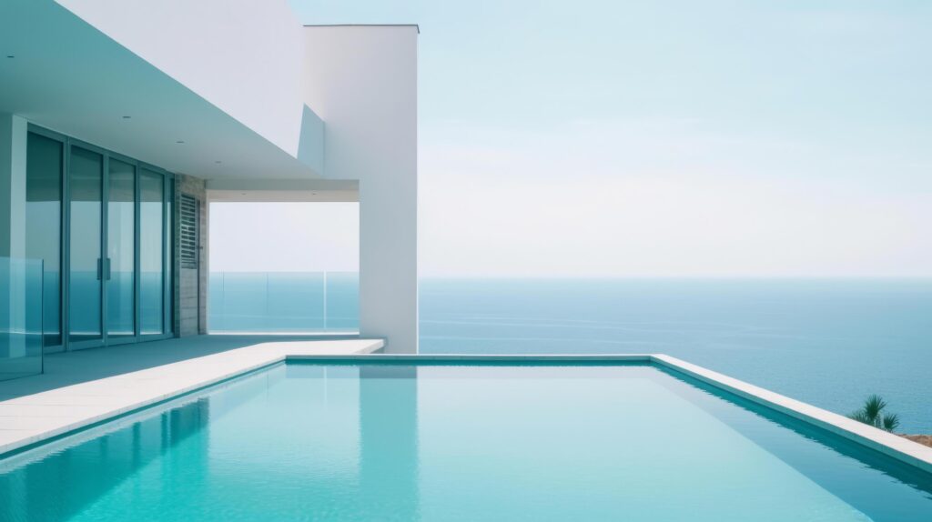 Luxury modern villa with pool. Illustration Stock Free