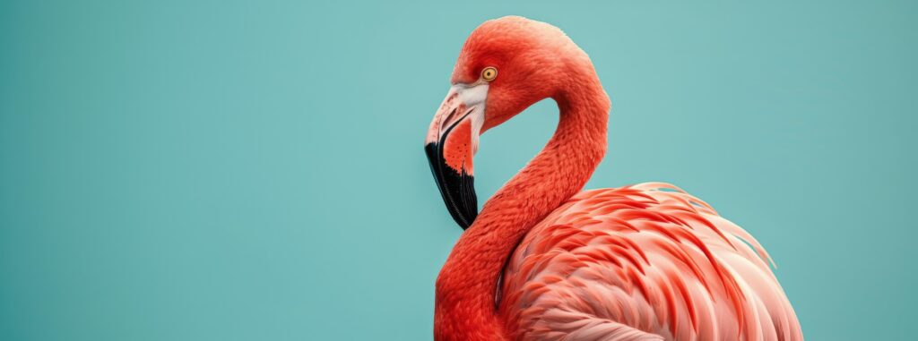 Pink Flamingo Bird With Blue Background Stock Free