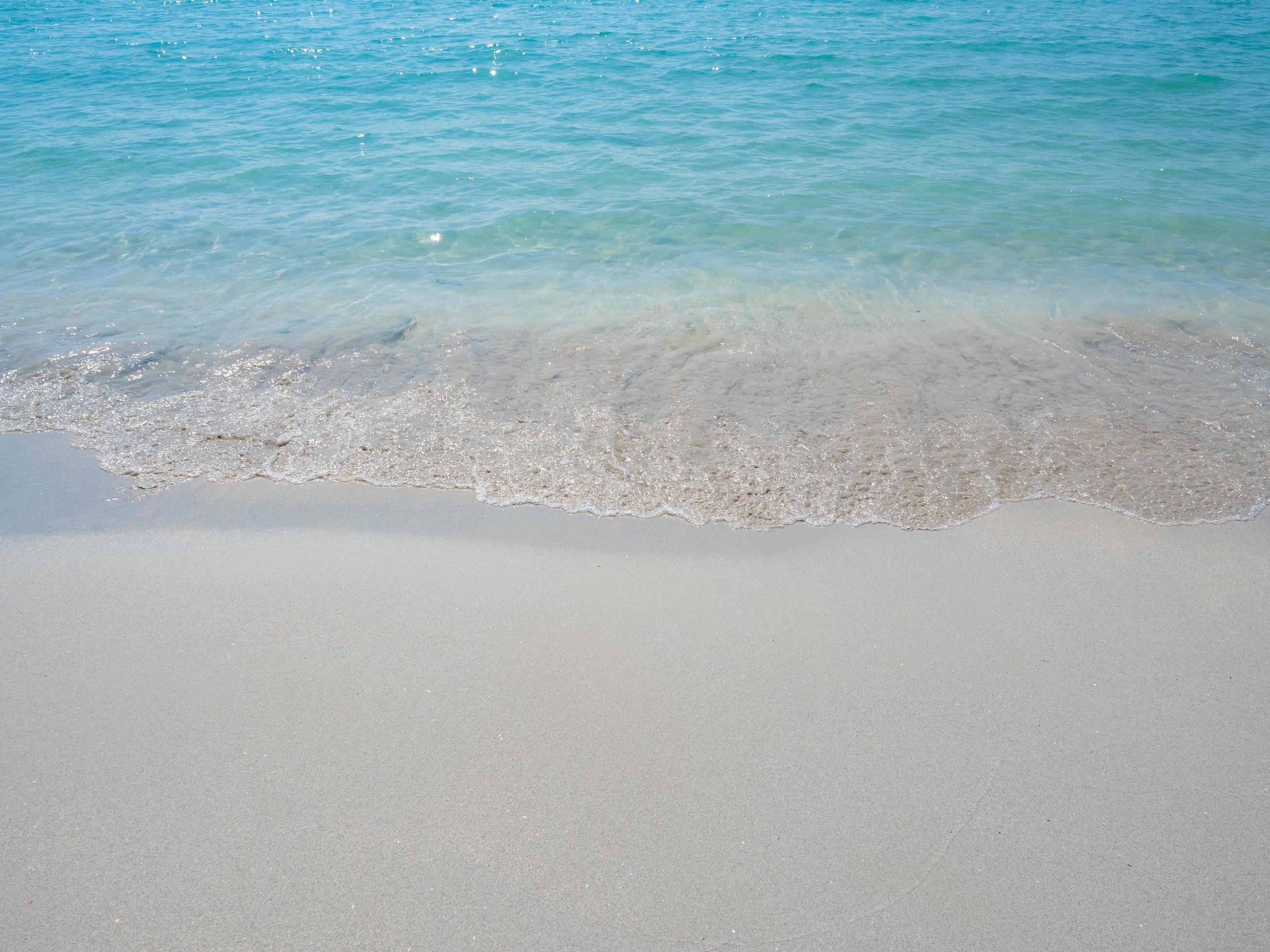 Wave of ocean on the beach copy space,Blue ocean beautiful nature Stock Free