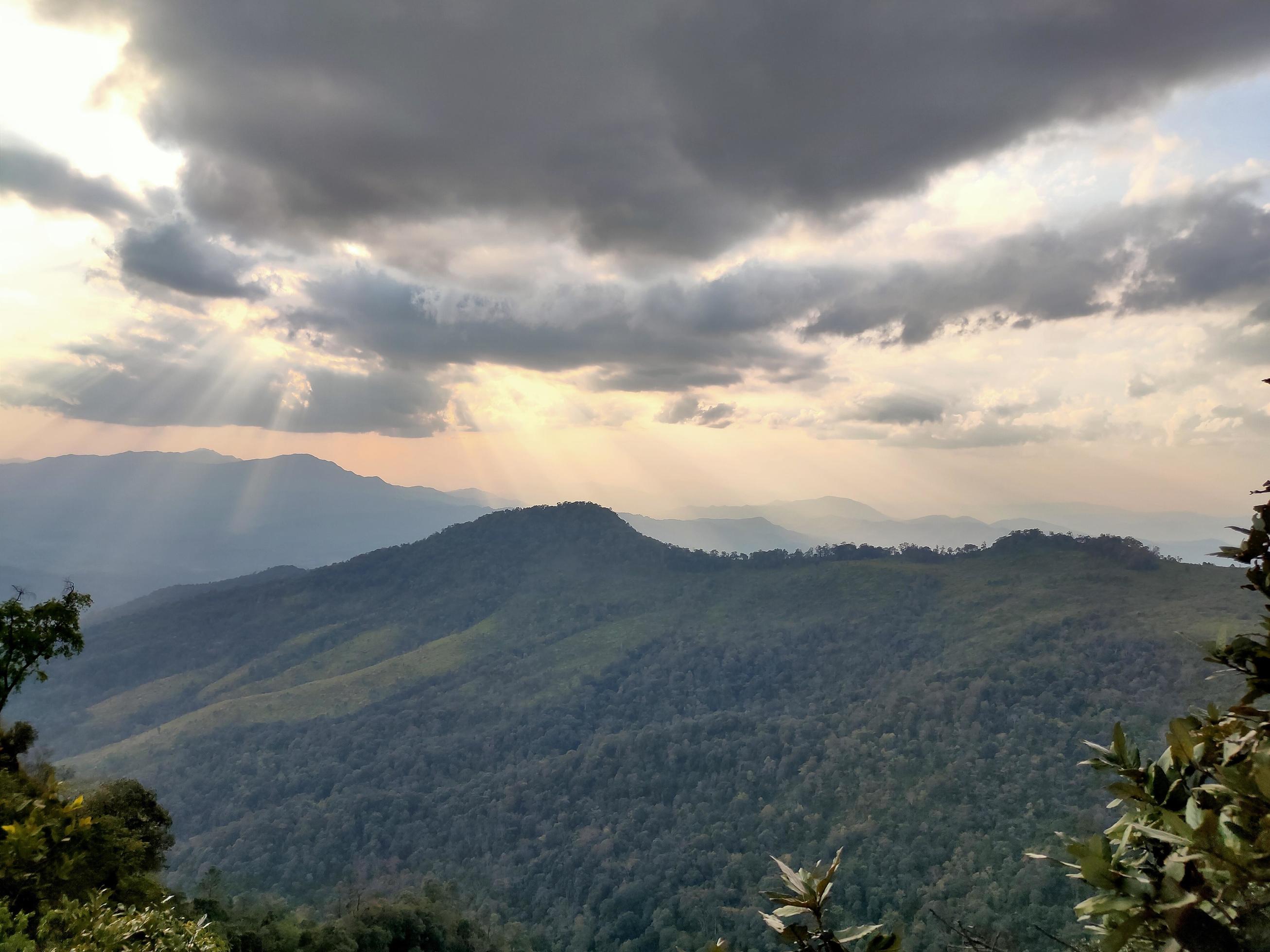 Mountain valley during sunrise. Natural summer landscape Stock Free