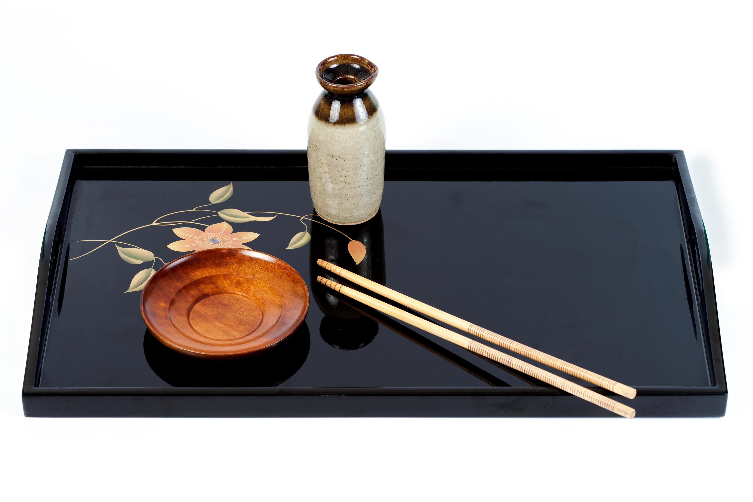 wood dish on japanese food tray on white background. Stock Free