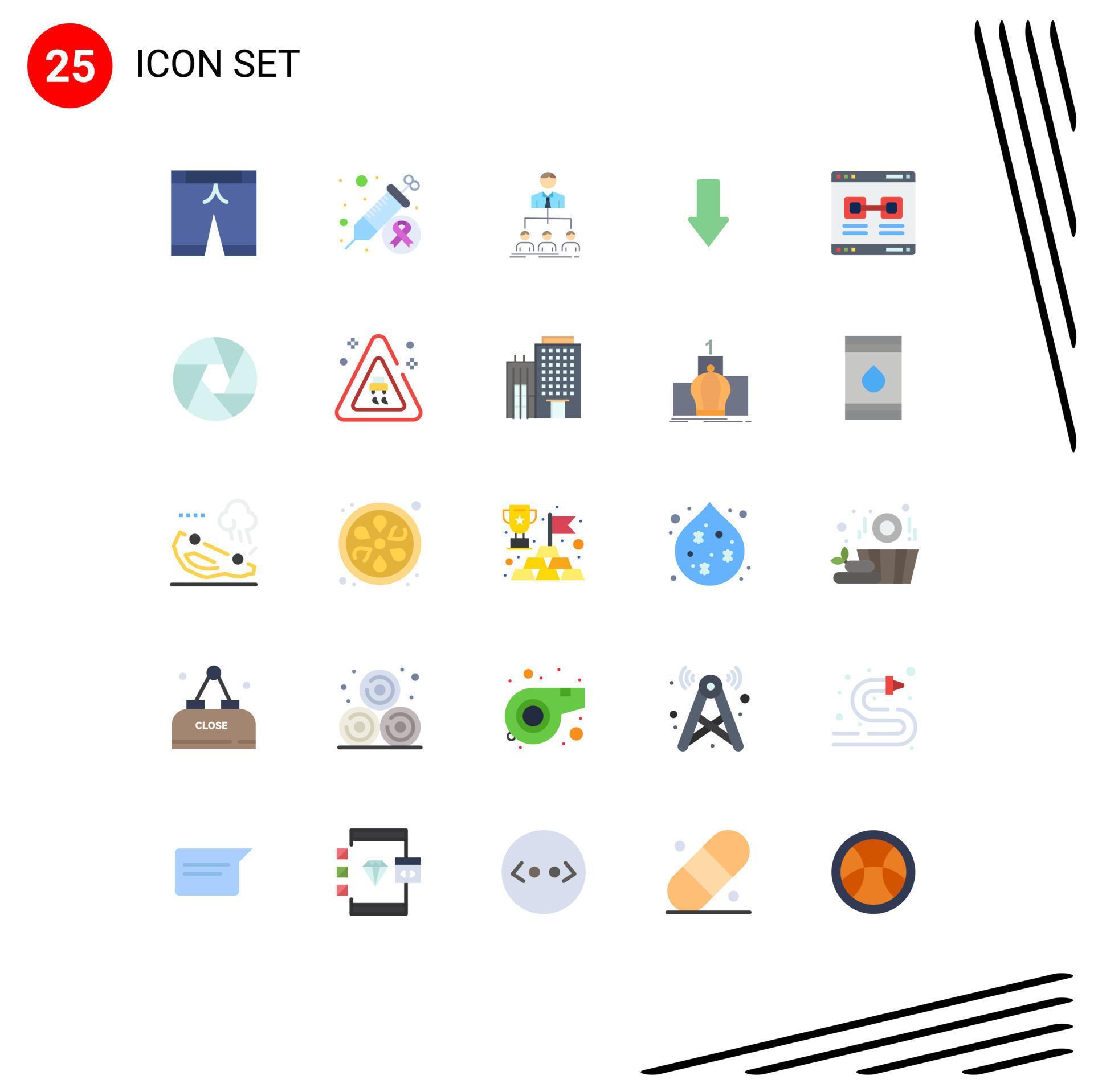 Modern Set of 25 Flat Colors Pictograph of link download teamwork down arrow Editable Vector Design Elements Stock Free