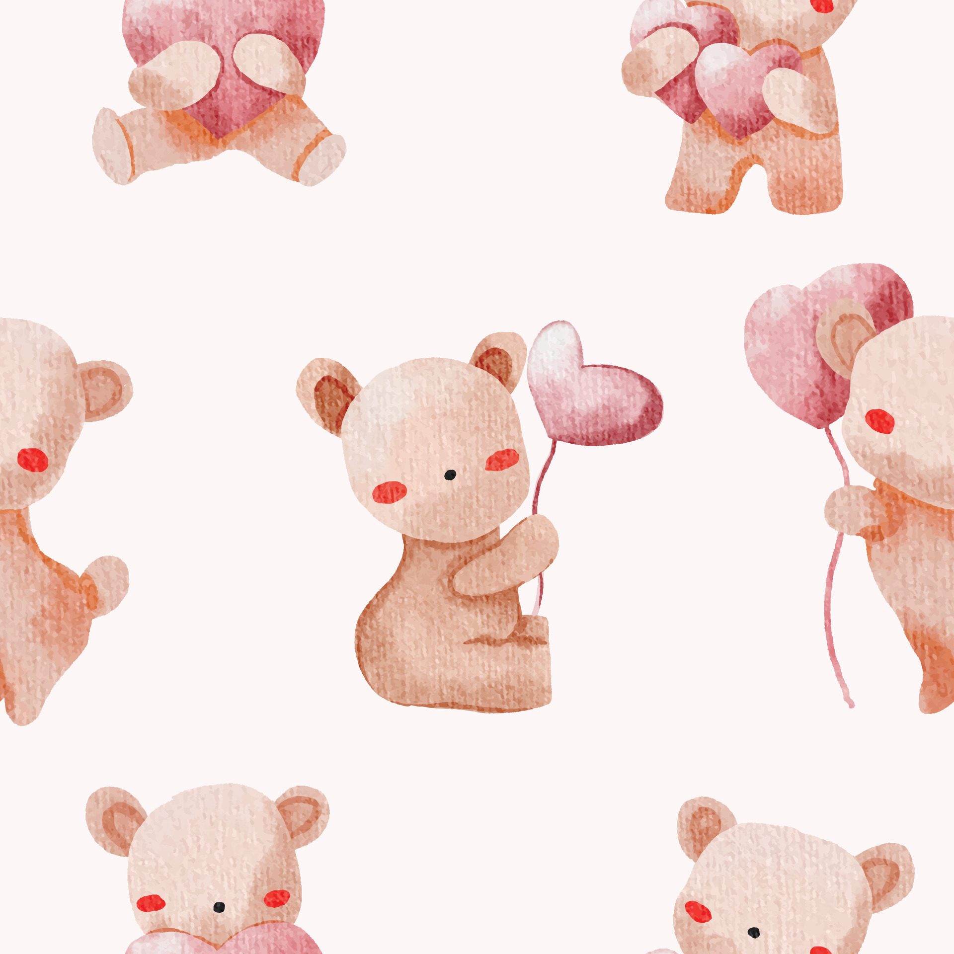 Cute Bear Watercolor Seamless Pattern Free Vector