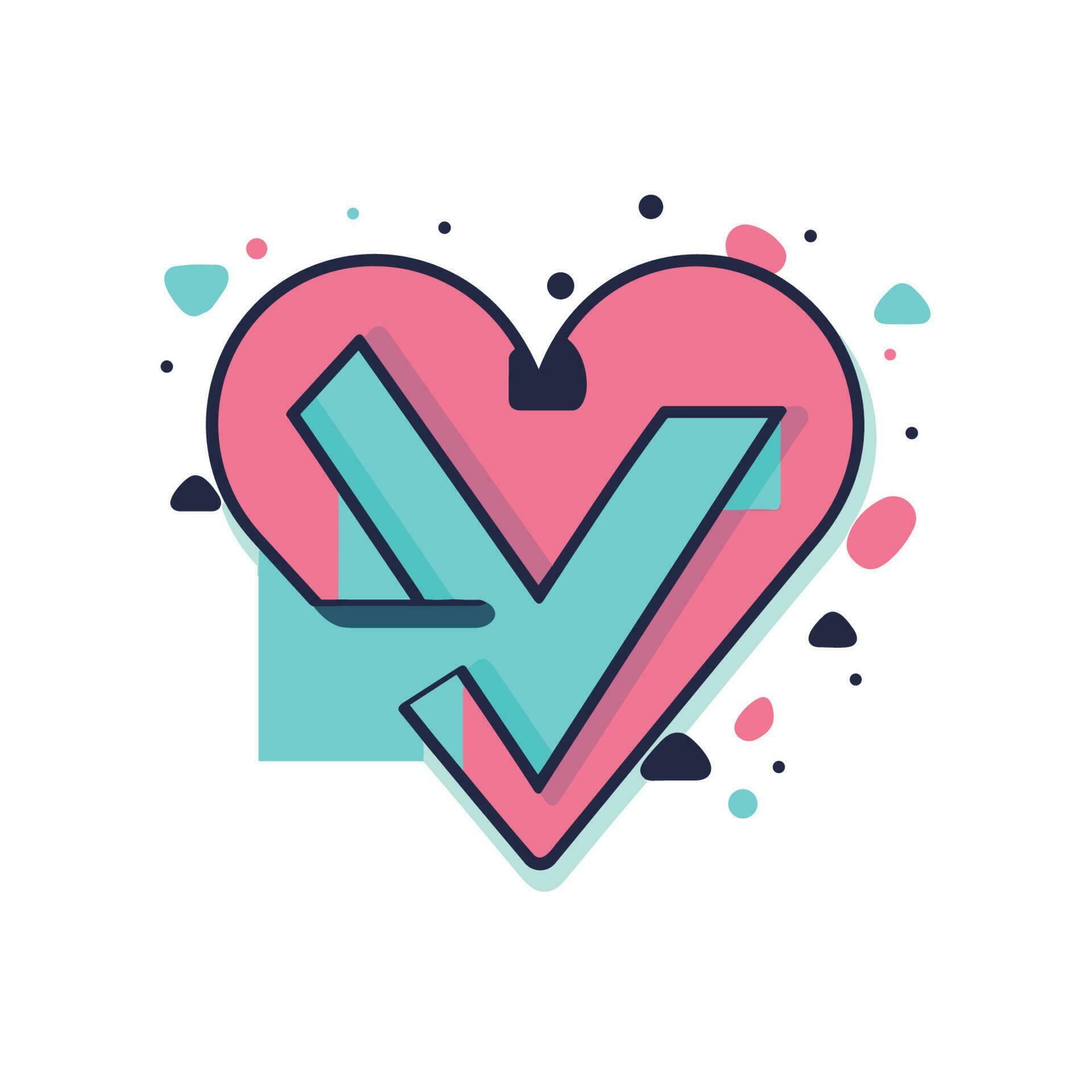 Vector of a flat heart with an arrow piercing through it Stock Free