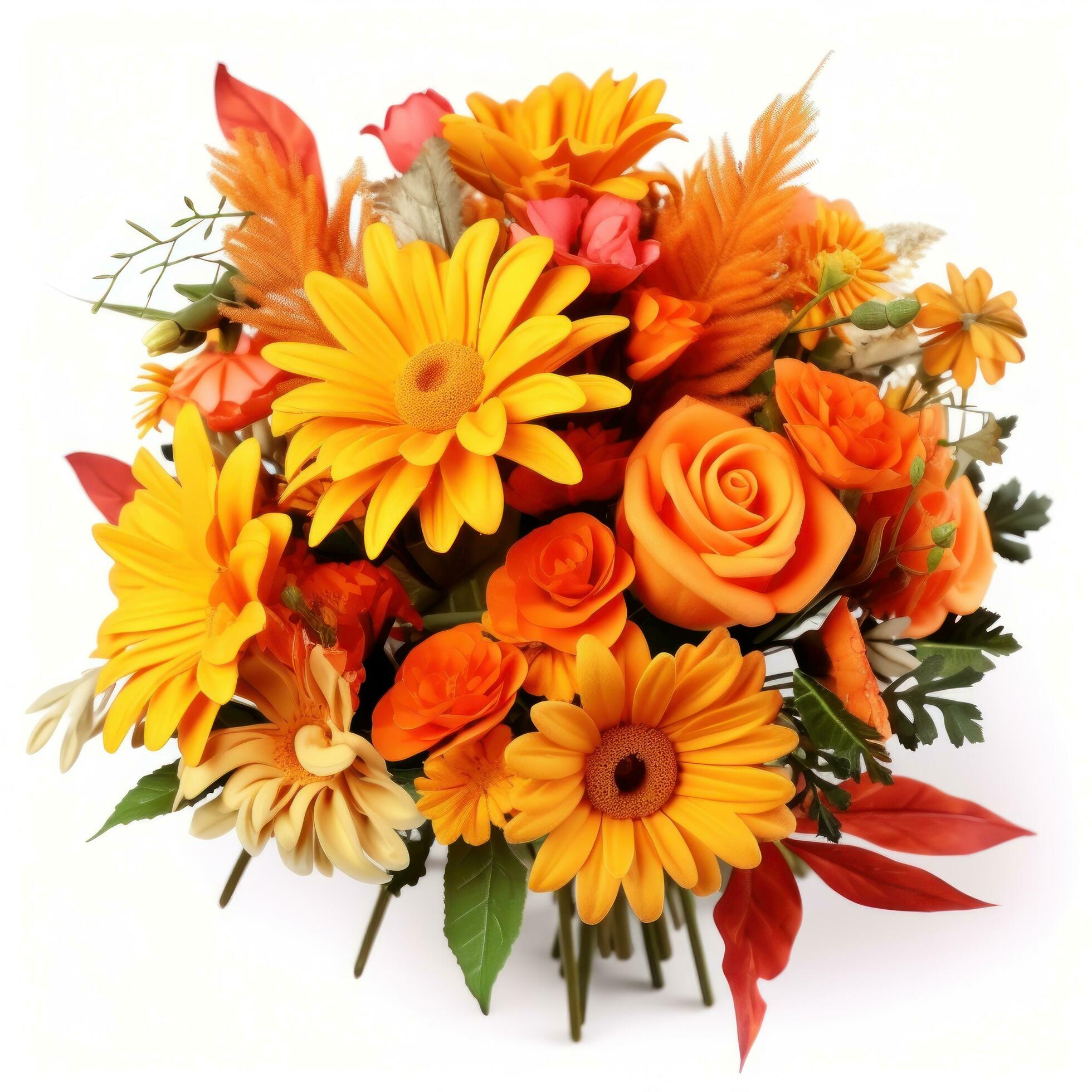 Autumn flowers bouquet isolated Stock Free