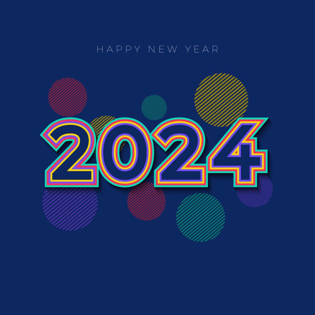 Happy new year trend design colored number Free Vector