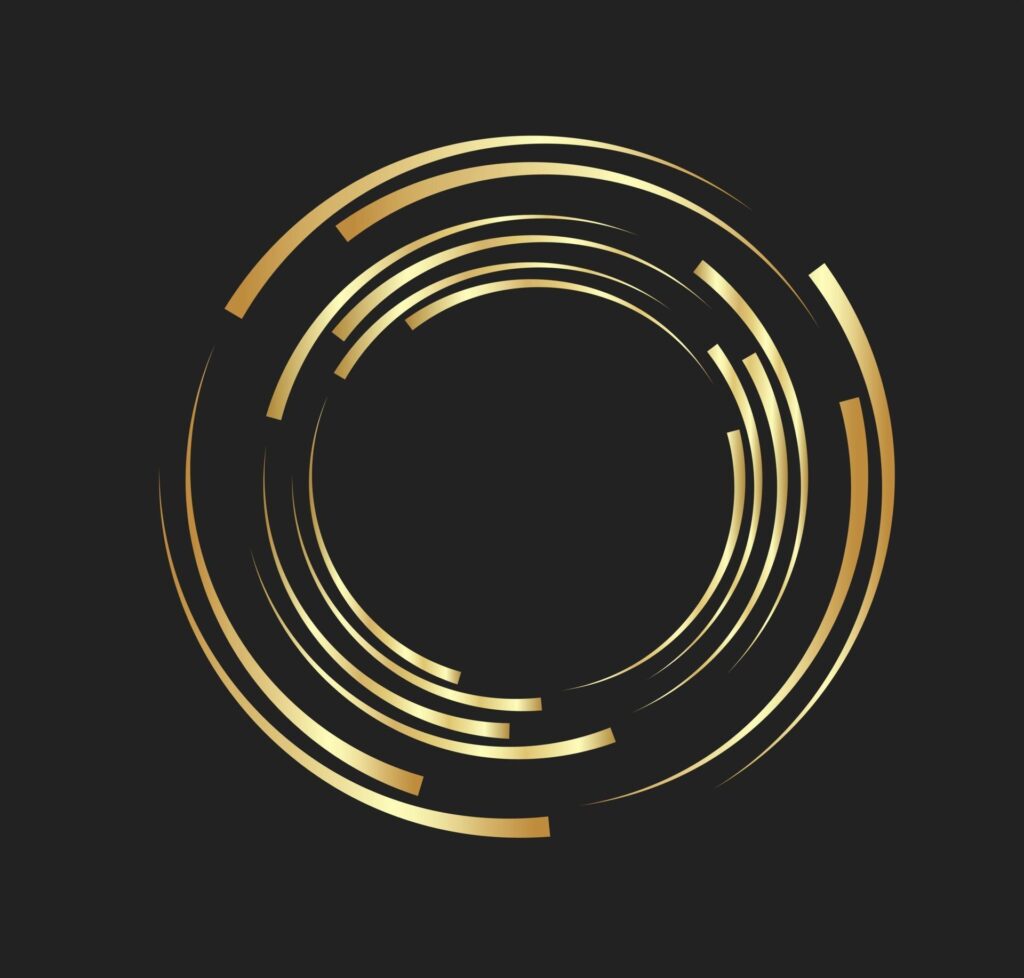 Abstract golden lines in circle form, Design element logo luxury Stock Free