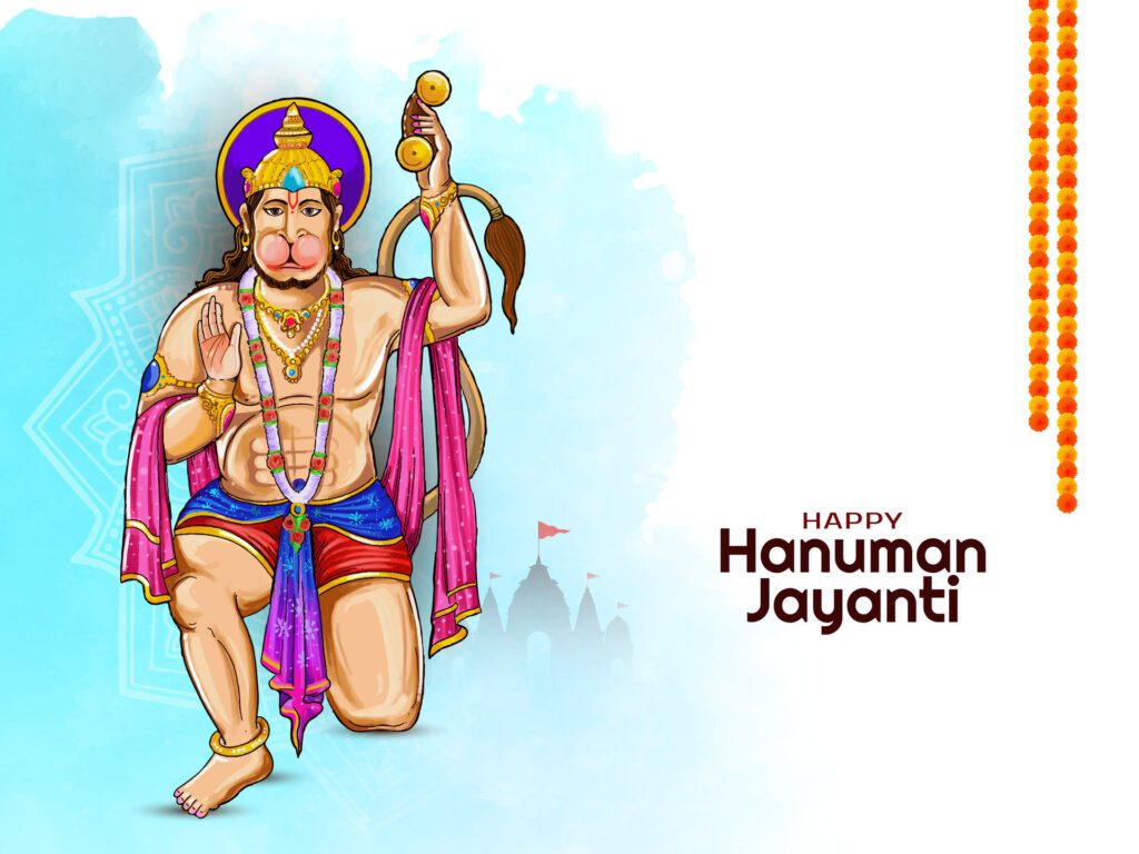 Happy Hanuman Jayanti festival decorative background Free Vector